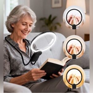Lighted Neck Magnifying Glass Hands Free Flexible Gooseneck Reading Cross Stitch